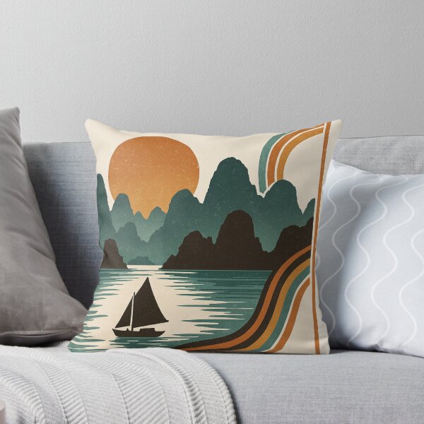 Item preview, Vintage Halong Bay Vietnam Sunset T-Shirt – Retro 1970s Travel Poster Design designed and sold by TheAodandArtist.