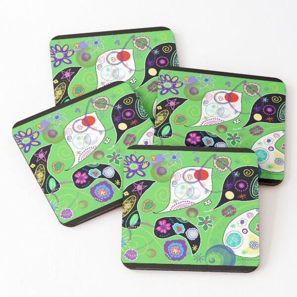 Item preview, Doodle art - Abstract of paisley shapes on lime green background  designed and sold by Dorothea Neumann.