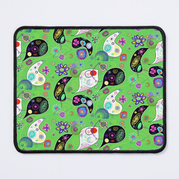 Item preview, Doodle art - Abstract of paisley shapes on lime green background  designed and sold by Dorothea Neumann.
