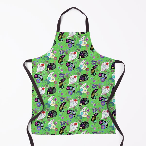 Item preview, Doodle art - Abstract of paisley shapes on lime green background designed and sold by Dorothea Neumann.
