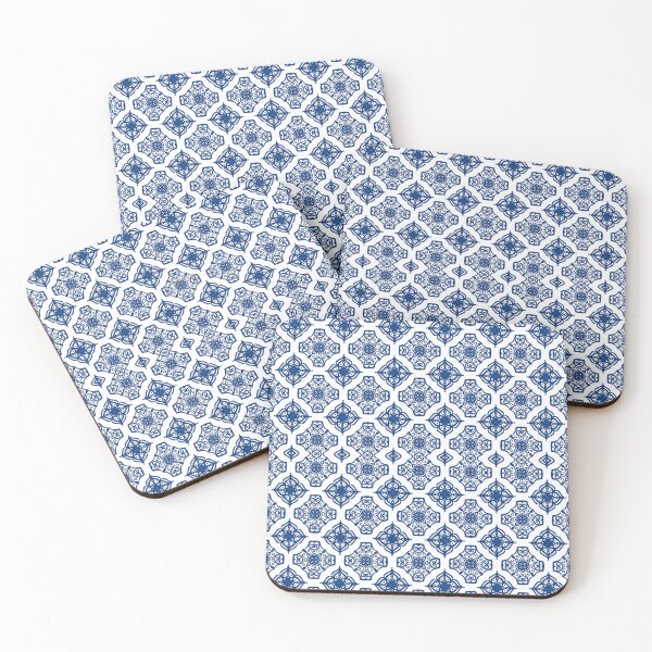 Item preview, Navy Blue Geometric Tile Symmetrical Repeat Pattern - Hand Drawn - by Pixel Peaks designed and sold by my peaks media studio.