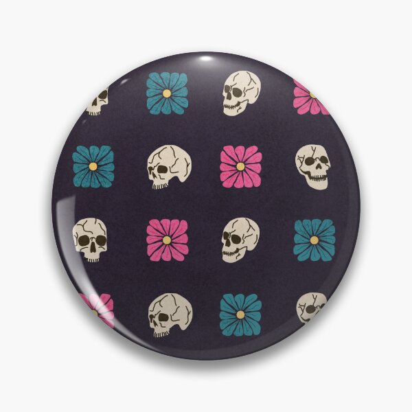 Item preview, Skull Bones and Cool Tone Wavy Retro Florals Grid Pattern designed and sold by GenAumonier.