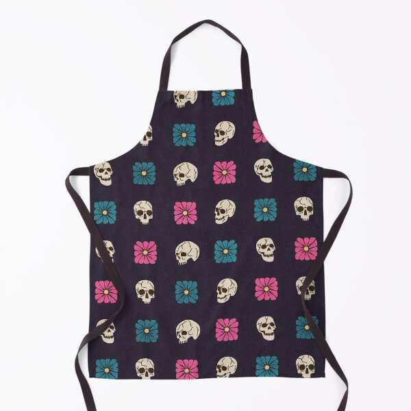Item preview, Skull Bones and Cool Tone Wavy Retro Florals Grid Pattern designed and sold by GenAumonier.