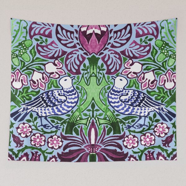 Item preview, William Morris Folk Art Birds Flowers Acorns designed and sold by Pixelchicken.