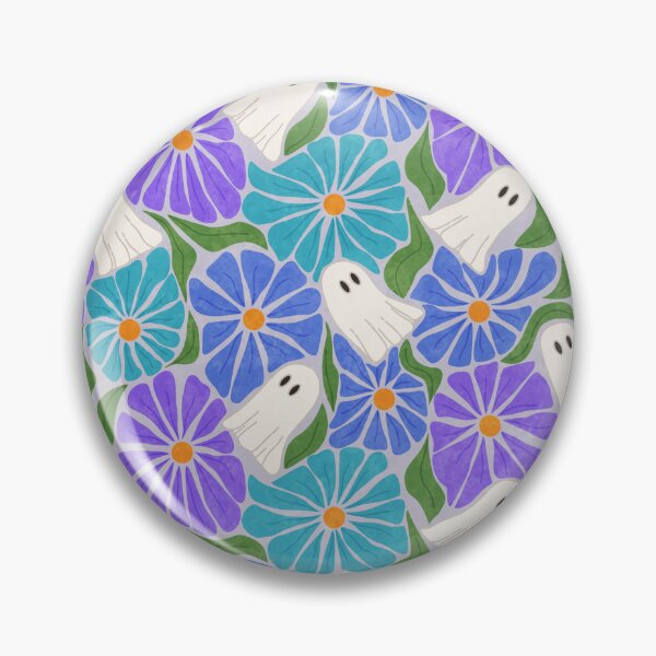Item preview, Retro Halloween Ghosts and Cool Tone Wavy Colorful Florals Pattern designed and sold by GenAumonier.