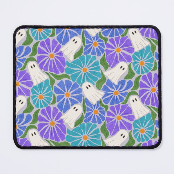 Item preview, Retro Halloween Ghosts and Cool Tone Wavy Colorful Florals Pattern designed and sold by GenAumonier.