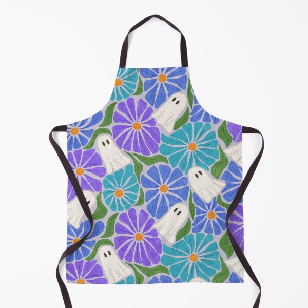 Item preview, Retro Halloween Ghosts and Cool Tone Wavy Colorful Florals Pattern designed and sold by GenAumonier.