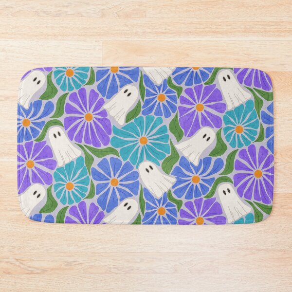Item preview, Retro Halloween Ghosts and Cool Tone Wavy Colorful Florals Pattern designed and sold by GenAumonier.