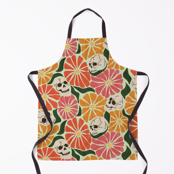 Item preview, Retro Halloween Skulls and Warm Tone Wavy Colorful Florals Pattern designed and sold by GenAumonier.