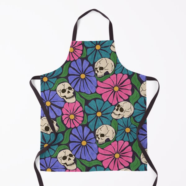 Item preview, Retro Halloween Skulls and Cool Tone Wavy Colorful Florals Pattern designed and sold by GenAumonier.