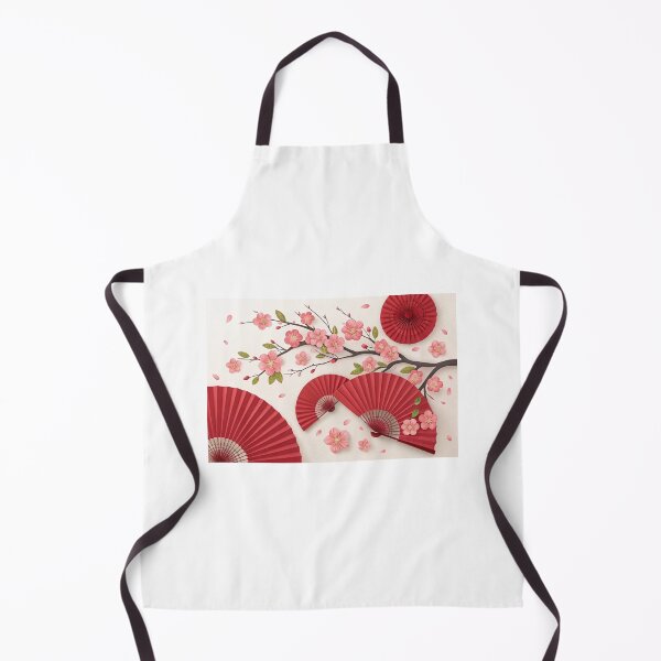 Item preview, Red Paper Fans and Flowers Illustration  designed and sold by elkuni.
