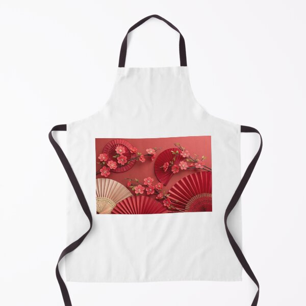 Item preview,  Red Paper Fans and Flowers Illustration  designed and sold by elkuni.