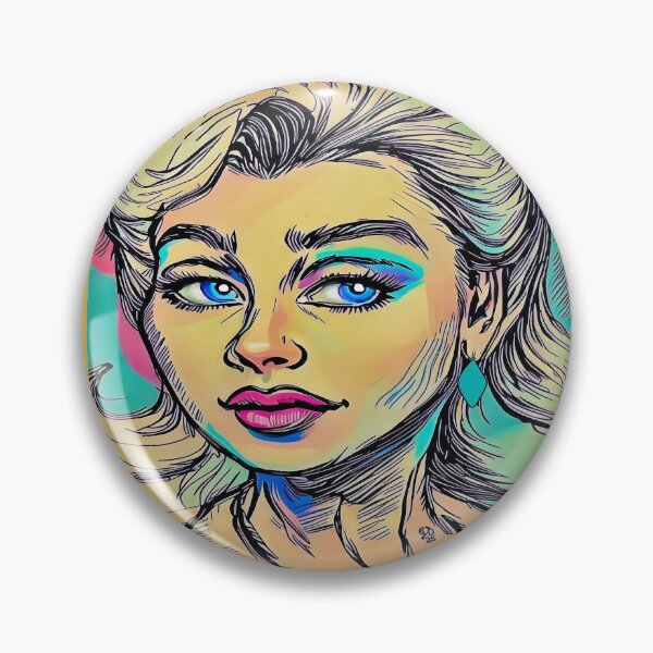 Item preview, Fierce Blue-Eyed Retro Glam Retro Woman Portrait designed and sold by gleefulme.