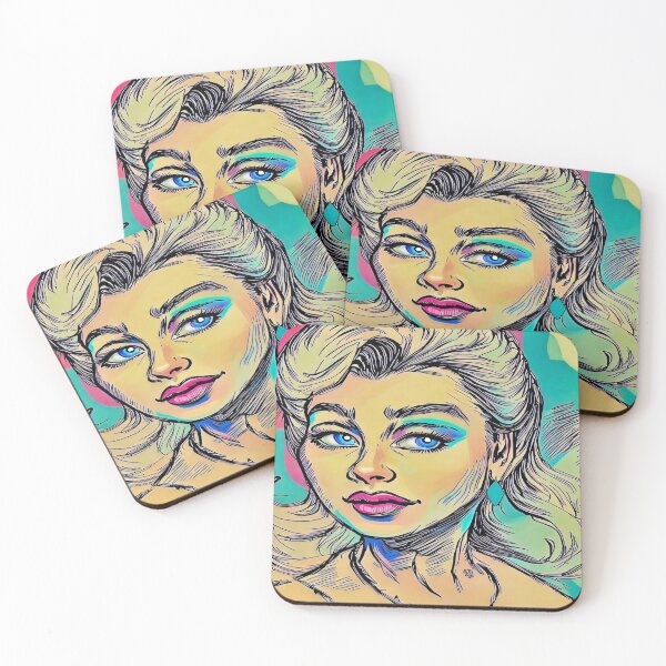 Item preview, Fierce Blue-Eyed Retro Glam Retro Woman Portrait designed and sold by gleefulme.