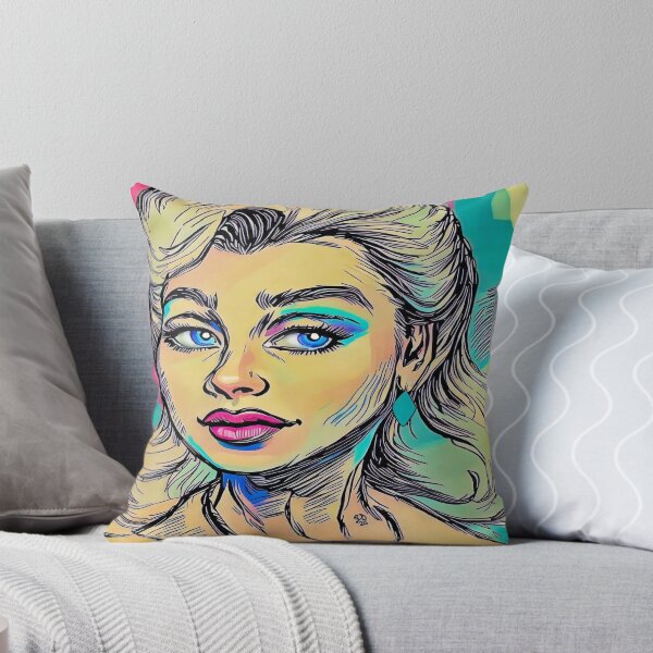 Item preview, Fierce Blue-Eyed Retro Glam Retro Woman Portrait designed and sold by gleefulme.