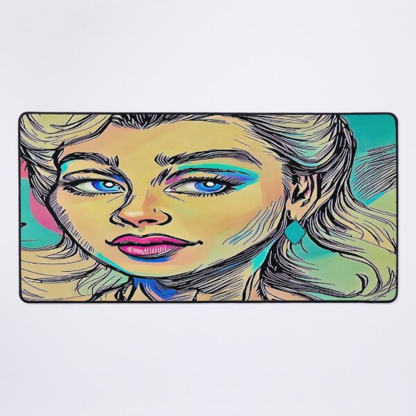 Item preview, Fierce Blue-Eyed Retro Glam Retro Woman Portrait designed and sold by gleefulme.