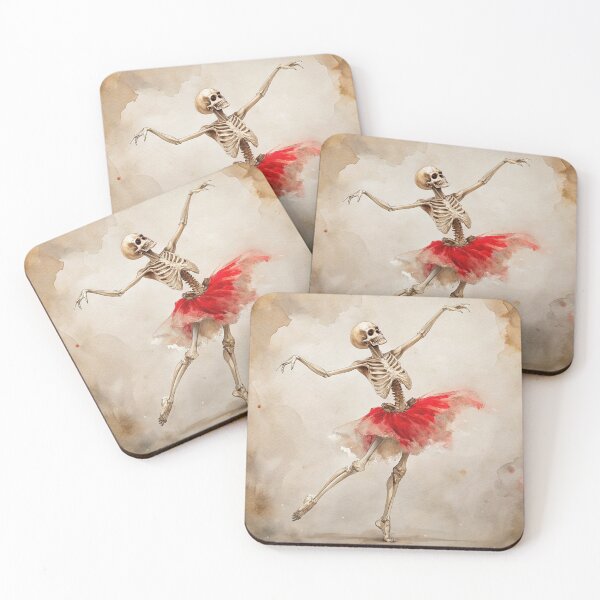 Item preview, Skeleton Ballerina in Red Tutu – Elegant Undead Dance designed and sold by Tanysha54.