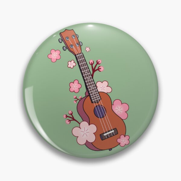 Item preview, Ukulele Blossoms Pin Button designed and sold by MentallyGhost.