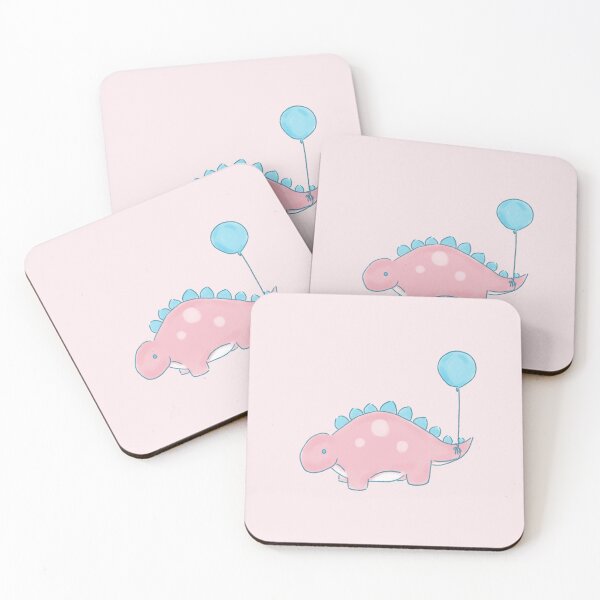 Item preview, Pink/Blue/White Dinosaur with a Blue Balloon Drawing designed and sold by SChristineBrink.