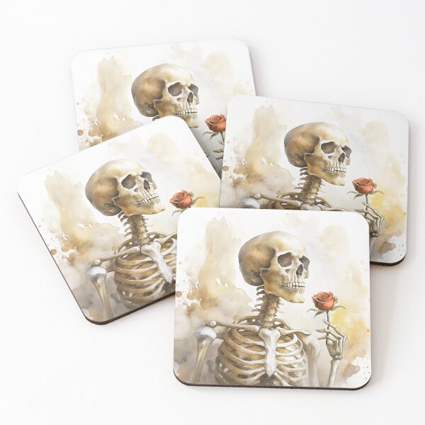 Item preview, Romantic Skeleton with Rose – Gothic Love in Watercolor designed and sold by Tanysha54.