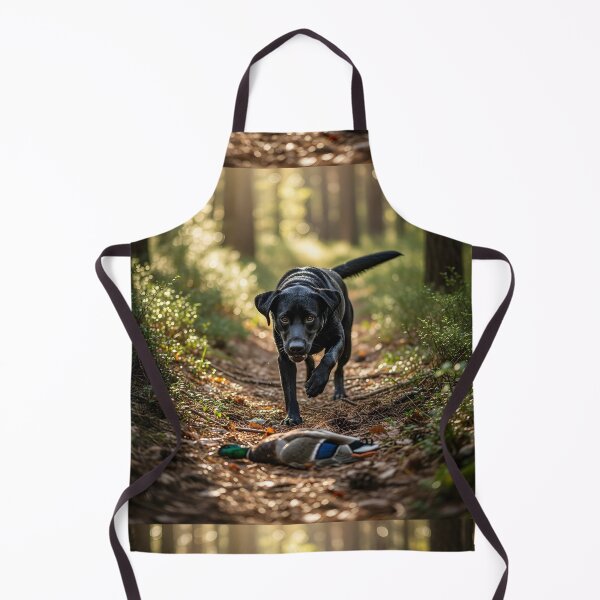 Item preview, Black hunting dog with duck in sunny forest designed and sold by rafalZielinski.