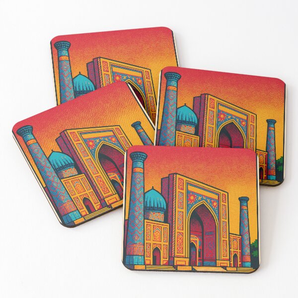 Item preview, Vibrant Digital Retro Pop Art Travel Poster Featuring Iconic Samarkand Architecture and Culture | Bold Vintage Style Wall Art for Travel Lovers designed and sold by PaintedPixels01.