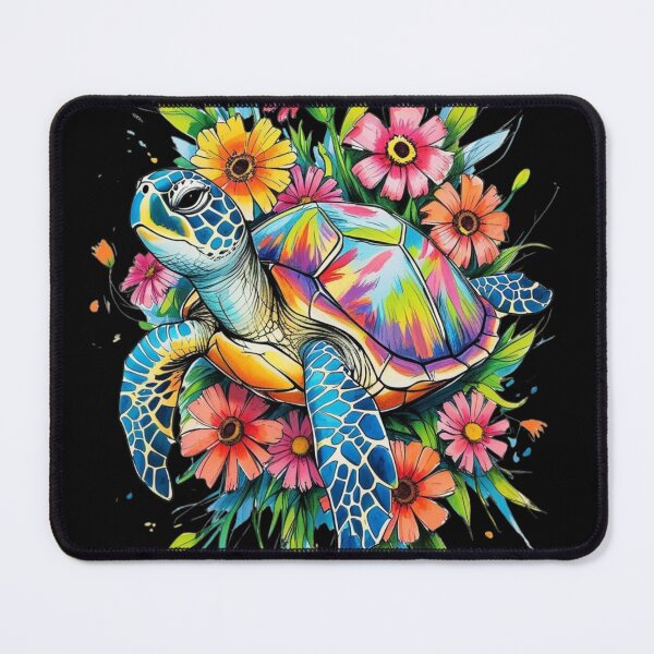 Item preview, Colorful Sea Turtle Surrounded by Tropical Flowers designed and sold by BogskyShop.