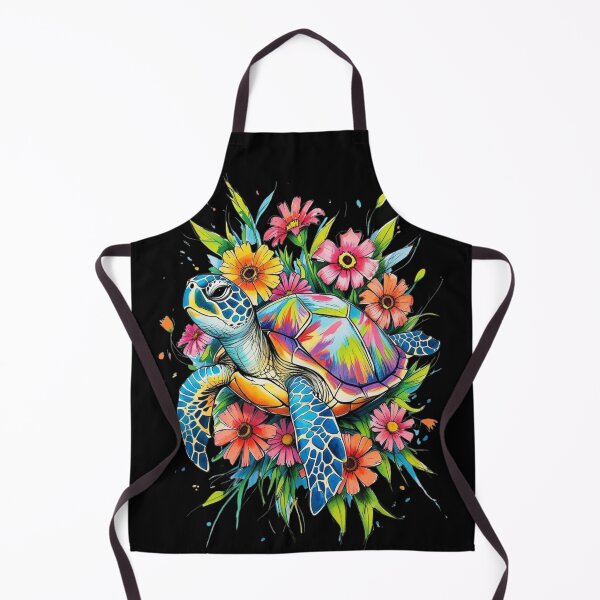 Item preview, Colorful Sea Turtle Surrounded by Tropical Flowers designed and sold by BogskyShop.