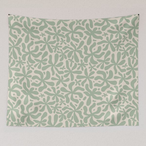 Item preview, Abstract Floral Pattern - Sage Green & Warm White designed and sold by Millefolia Design .