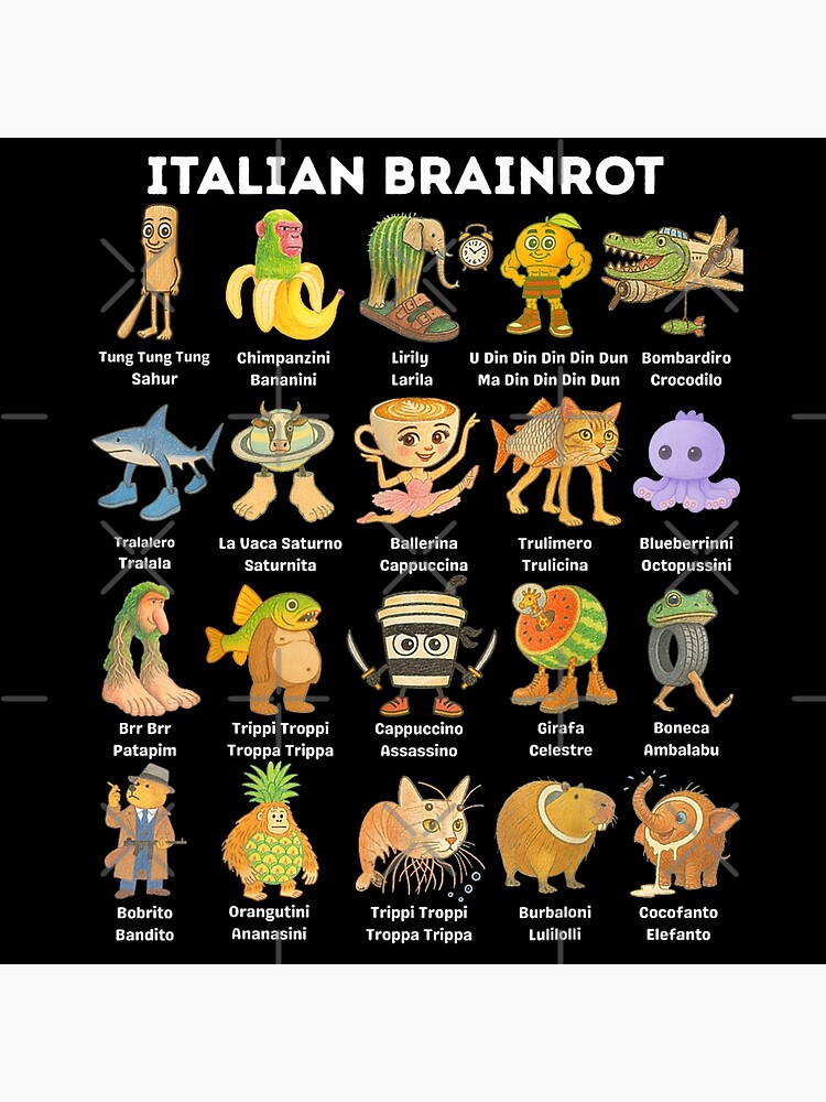 Aperçu 3 sur 3. Impression photo avec l'œuvre T-shirt de dessin animé Pastel avec personnages italiens Brainrot créée et vendue par GenioFin.