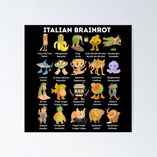 Item preview, Italian Brainrot Characters, Pastel Meme Cartoon Tee designed and sold by GenioFin.