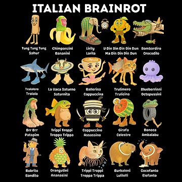 Aperçu de l'œuvre T-shirt de dessin animé Pastel avec personnages italiens Brainrot de GenioFin