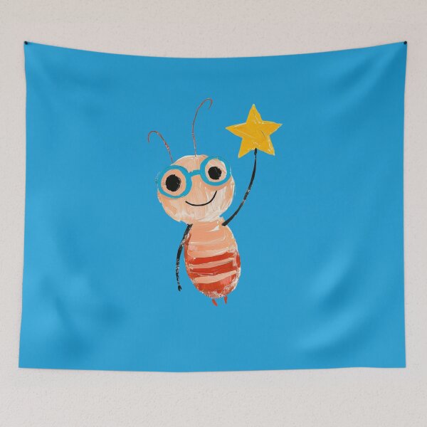 Item preview, Cheerful Cartoon Insect Holding a Star in a Colorful Artwork Illustration designed and sold by Rue Market.