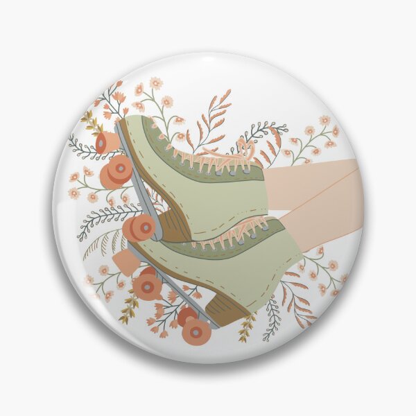 Item preview, Retro Roller skates, Quad skates surrounded with wild flowers in neutral tones designed and sold by bercrafting.