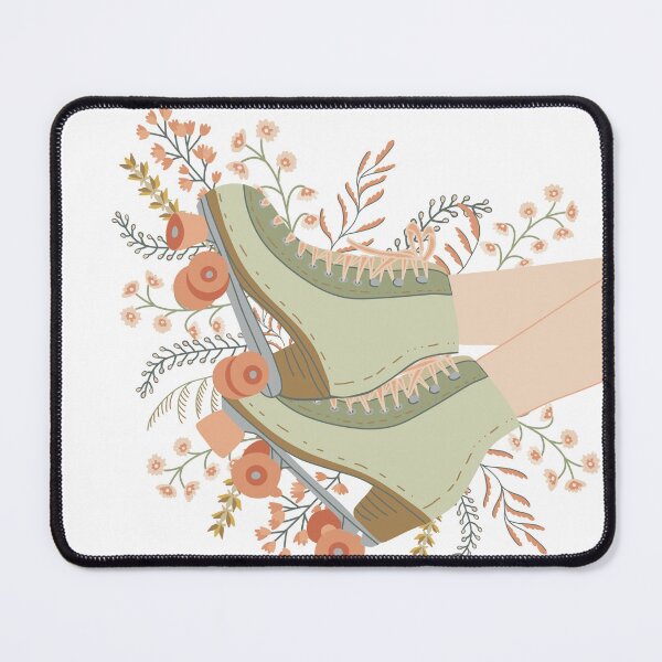 Item preview, Retro Roller skates, Quad skates surrounded with wild flowers in neutral tones designed and sold by bercrafting.