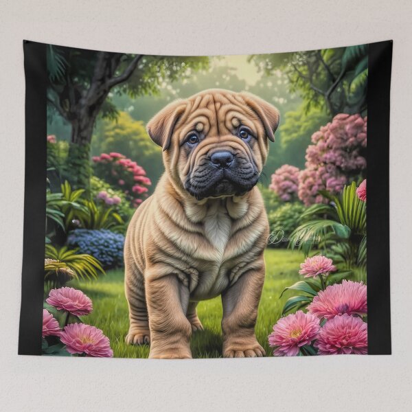 Item preview, Simba Shar Pei Puppy Portrait Painting designed and sold by Heart and Soul Studio.