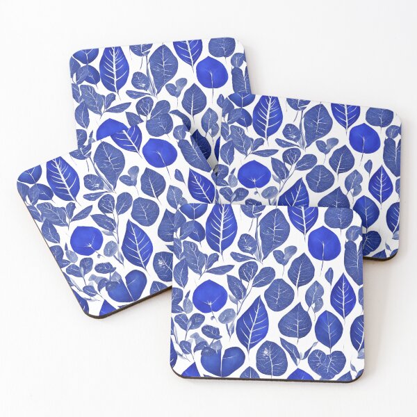 Item preview, Seamless Pattern of Artistic Blue Leaves on a White Background designed and sold by Rue Market.