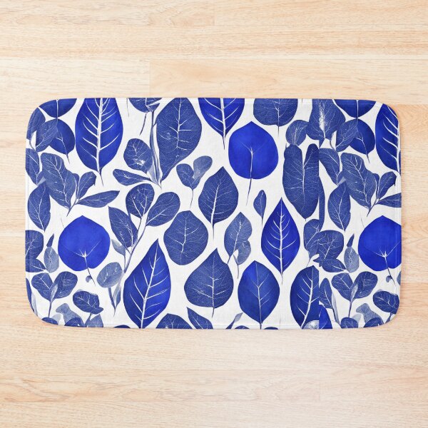Item preview, Seamless Pattern of Artistic Blue Leaves on a White Background designed and sold by Rue Market.