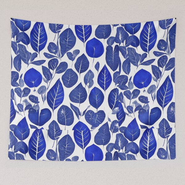 Item preview, Seamless Pattern of Artistic Blue Leaves on a White Background designed and sold by Rue Market.