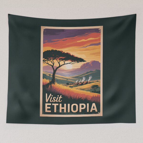 Item preview, Ethiopia Sunset Travel Art Vintage designed and sold by KrisSidDesigns.