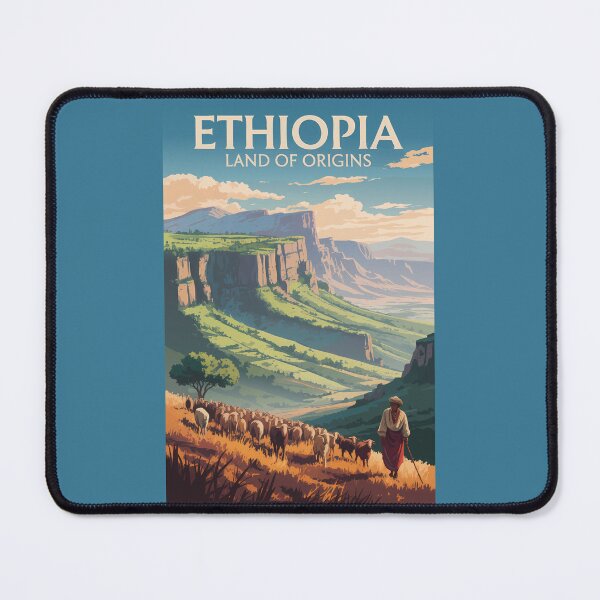 Item preview, Ethiopia Shepard Herd Travel Art Vintage designed and sold by KrisSidDesigns.