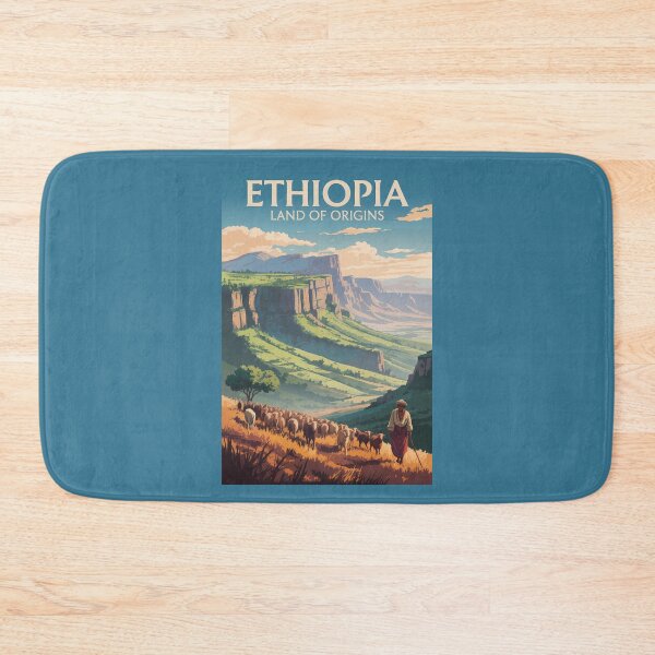 Item preview, Ethiopia Shepard Herd Travel Art Vintage designed and sold by KrisSidDesigns.