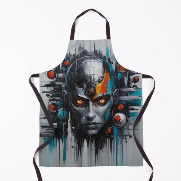 Item preview, Abstract Portrait of Futuristic Robotic Face with Digital Elements and Vibrant Colors designed and sold by Rue Market.