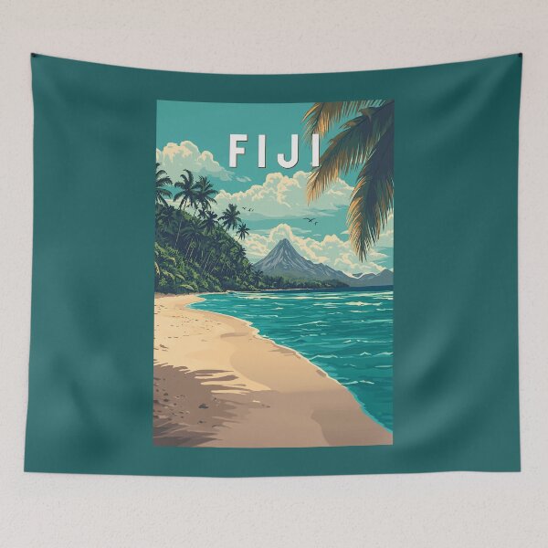 Item preview, Fiji Illustration Travel Art Vintage designed and sold by KrisSidDesigns.