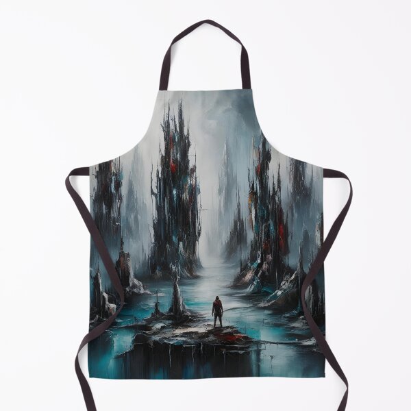 Item preview, Solitary Figure in a Surreal Abstract Landscape with Towering Structures designed and sold by Rue Market.