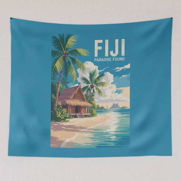 Item preview, Fiji Beach Hut Travel Art Vintage designed and sold by KrisSidDesigns.