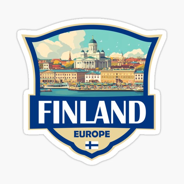 Item preview, Finland Illustration Retro Badge designed and sold by KrisSidDesigns.