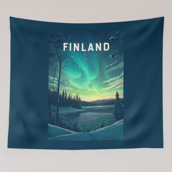 Item preview, Finland Illustration Travel Art Vintage designed and sold by KrisSidDesigns.