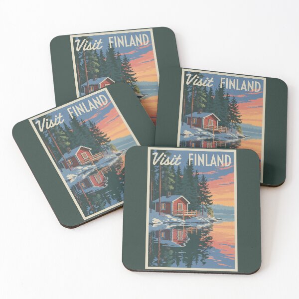 Item preview, Finland Lake Travel Art Vintage designed and sold by KrisSidDesigns.