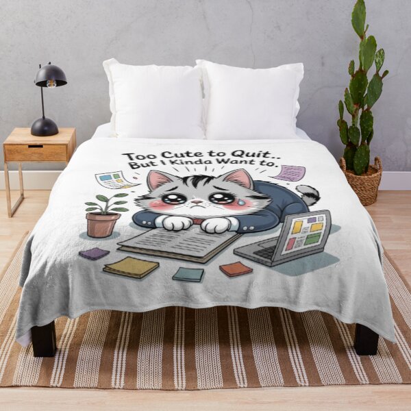 Item preview, Too Cute to Quit – Kawaii Exhausted Cat Design designed and sold by Petpixy.